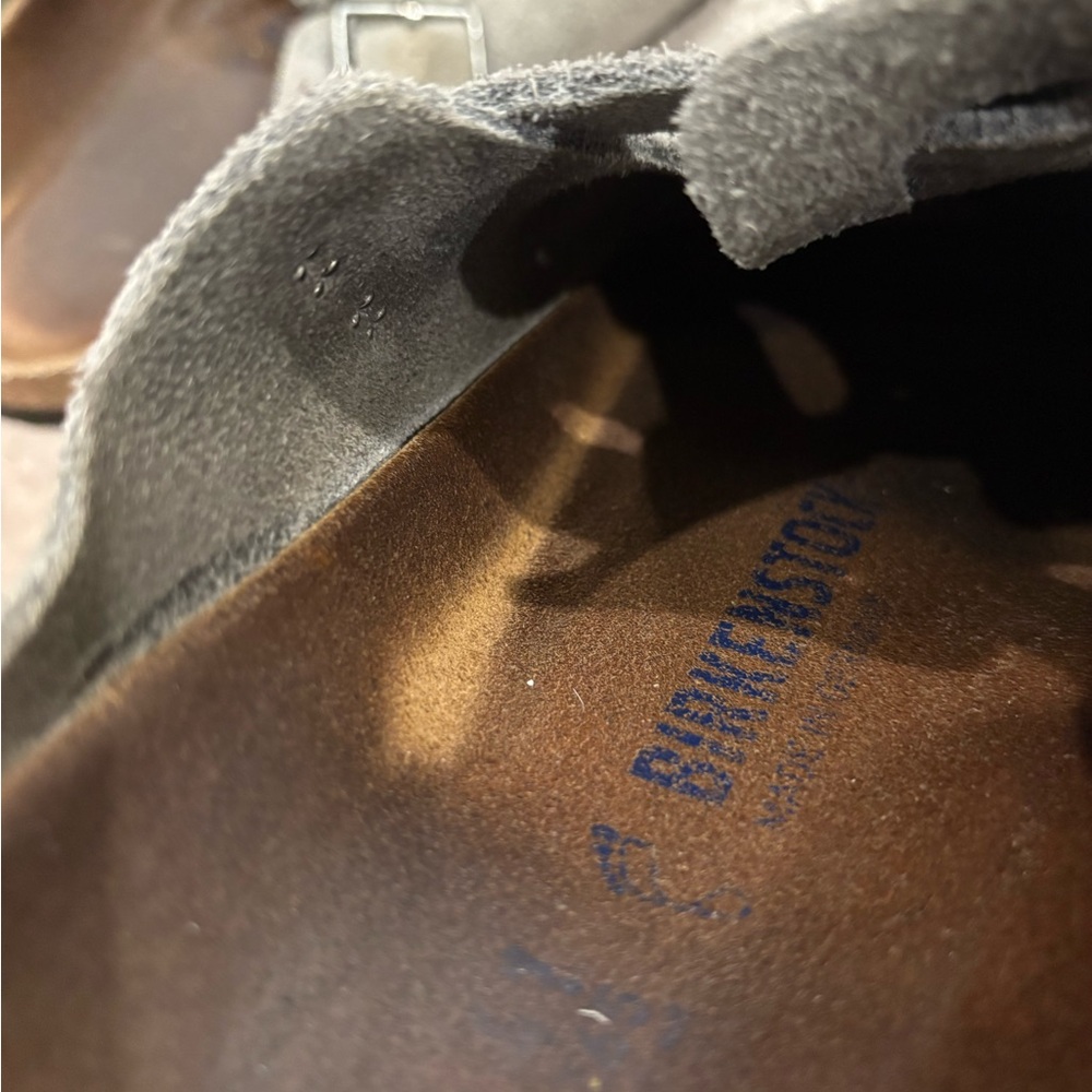 Birkenstock Boston Soft Footbed Suede Leather Clogs Grey - Picture 4 of 5